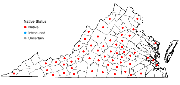 Locations ofAconitum uncinatum L. in Virginia