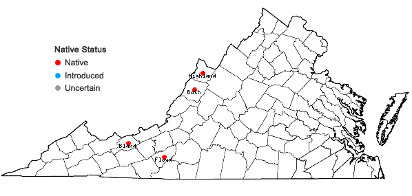Locations ofAllium allegheniense Small in Virginia