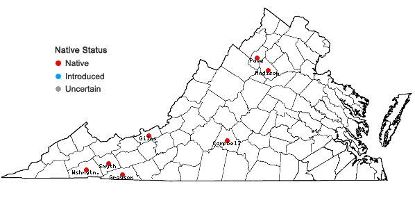 Locations ofAndreaea rupestris Hedwig in Virginia