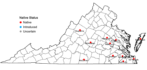 Locations ofAndropogon campbellii U.B. Deshmukh, M.B. Shende, & E.S. Reddy in Virginia