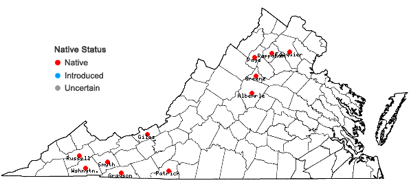 Locations ofAnomodon rugelii (Müll. Hal.) Keissl. in Virginia