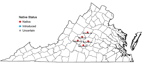 Locations ofAsarum chueyi B.T. Sinn in Virginia