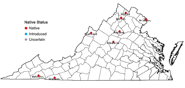 Locations ofBromus ciliatus L. in Virginia