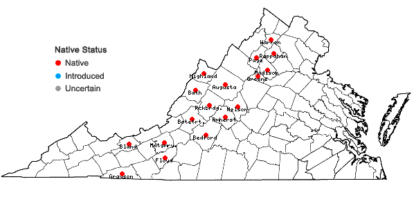 Locations ofCalamagrostis canadensis (Michx.) Beauv. var. canadensis in Virginia