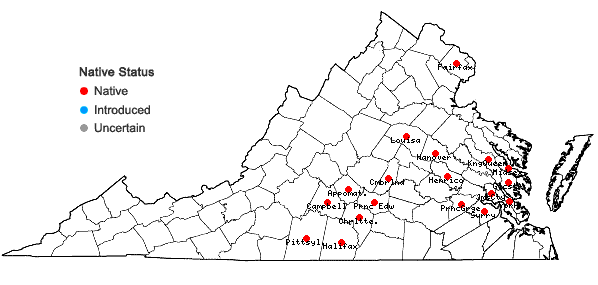 Locations ofCardamine douglassii Britton in Virginia