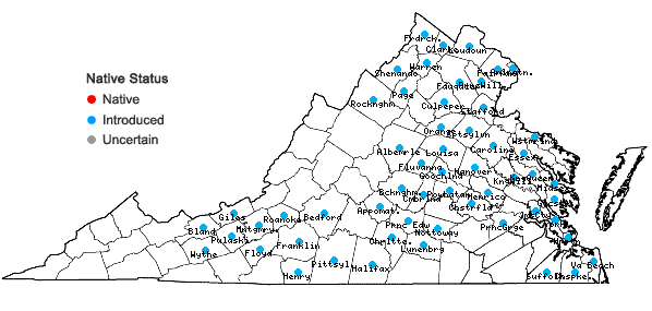 Locations ofCarduus nutans L. in Virginia