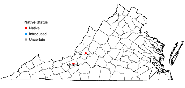 Locations ofCarex juniperorum Catling, Rezn., & Crins in Virginia