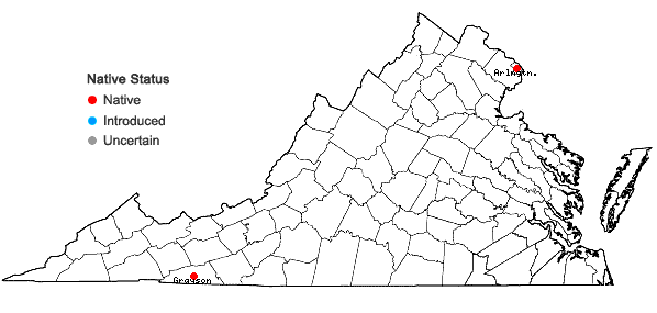 Locations ofCarex pallescens L. in Virginia