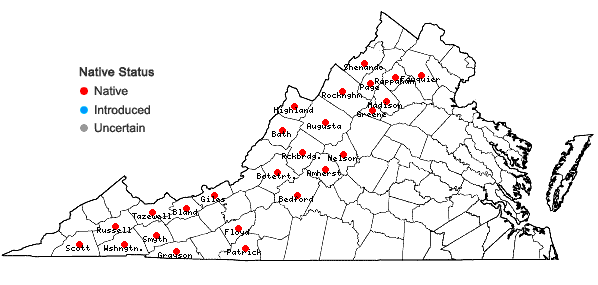 Locations ofCircaea alpina L. ssp. alpina in Virginia