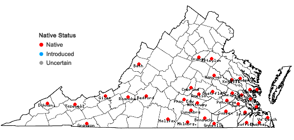 Locations ofClasmatodon parvulus (Hampe) Sull. in Virginia