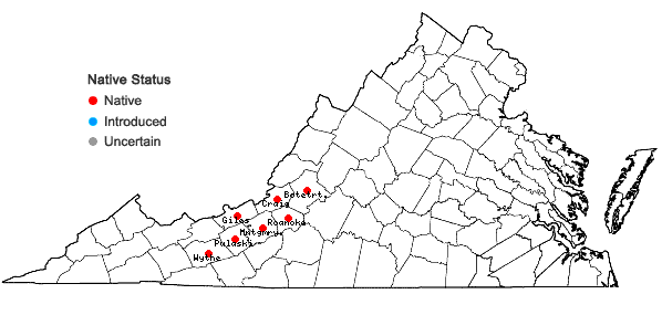 Locations ofClematis coactilis (Fern.) Keener in Virginia