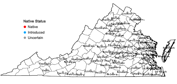 Locations ofCoreopsis lanceolata L. in Virginia