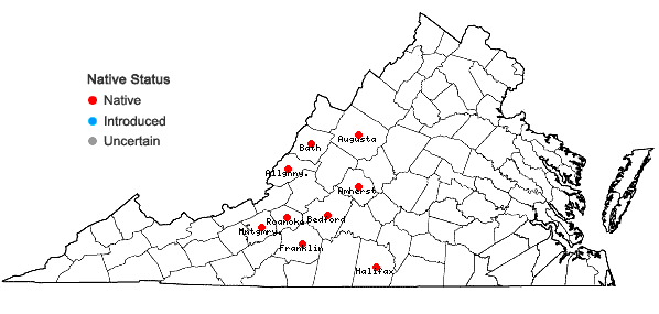 Locations ofCrataegus intricata Lange var. rubella (Beadle) Kruschke in Virginia