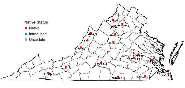 Locations ofCrataegus iracunda Beadle in Virginia