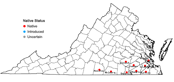 Locations ofCrataegus marshallii Egglest. in Virginia