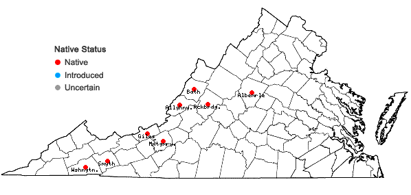Locations ofCratoneuron filicinum (Hedw.) Spruce in Virginia