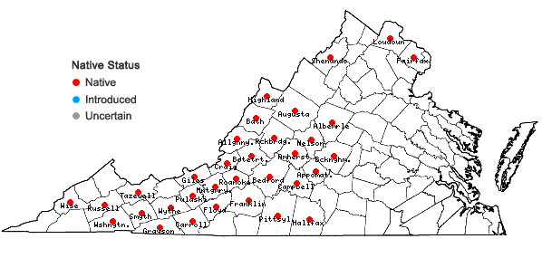 Locations ofDicentra eximia (Ker-Gawl.) Torr. in Virginia