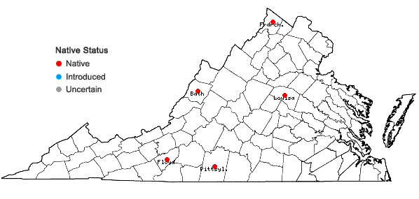 Locations ofDichanthelium leucothrix (Nash) Freckmann in Virginia