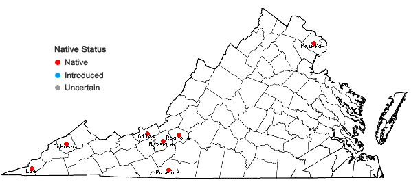 Locations ofDichodontium pellucidum (Hedw.) Schimp. in Virginia