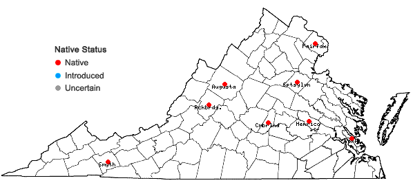 Locations ofDicranella varia (Hedw.) Schimp. in Virginia