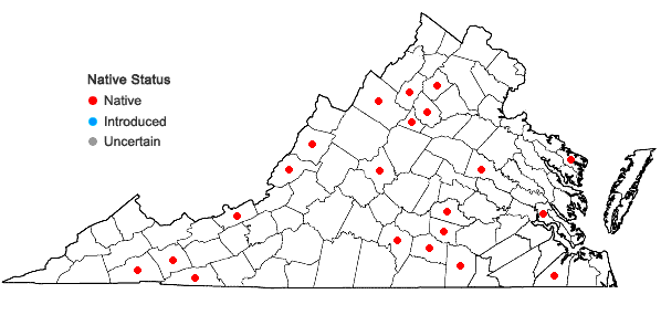 Locations ofDicranum fuscescens Turner var. fuscescens in Virginia
