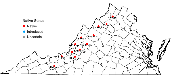 Locations ofDicranum polysetum Swartz in Virginia