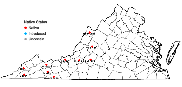 Locations ofDicranum viride (Sull. & Lesq.) Lindb. in Virginia