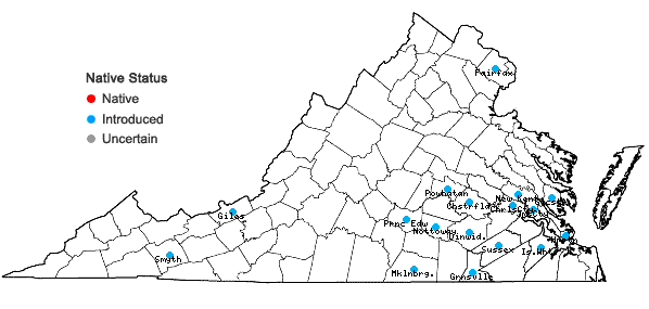 Locations ofEgeria densa Planchon in Virginia