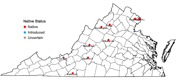 Locations ofElymus canadensis L. var. canadensis in Virginia