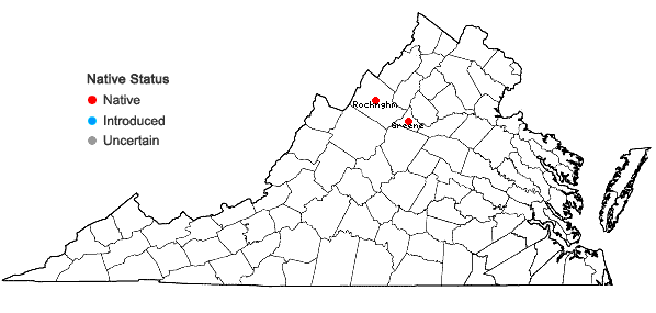 Locations ofEncalypta ciliata Hedw. in Virginia
