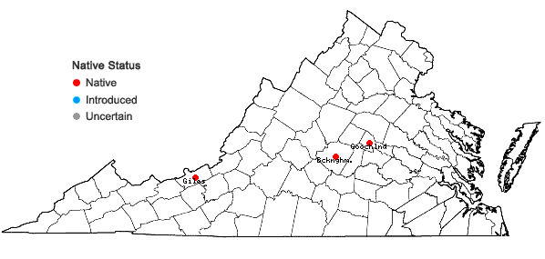 Locations ofEntodon challengeri (Paris) Cardot in Virginia