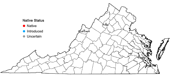 Locations ofErythranthe moschata (Douglas ex Lindley) Nesom  in Virginia