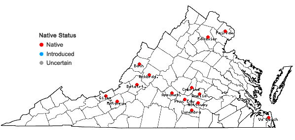 Locations ofFissidens fontanus (Bach. Pyl.) Steud. in Virginia