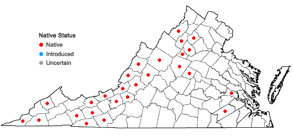 Locations ofFissidens subbasilaris Hedwig in Virginia