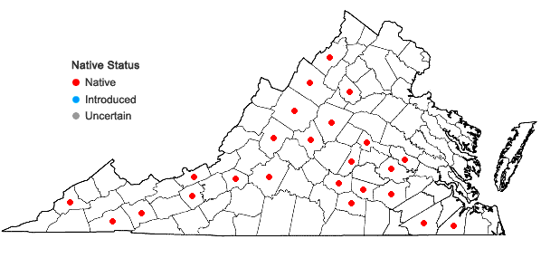 Locations ofFontinalis dalecarlica Schimper in Virginia