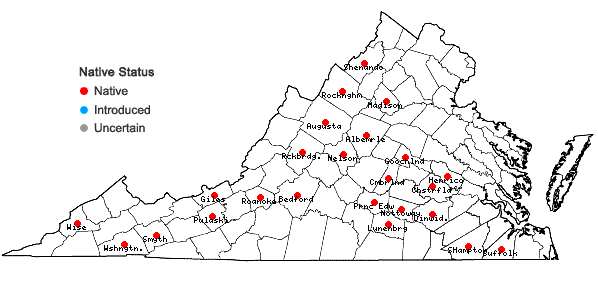Locations ofFontinalis dalecarlica Schimper in Virginia