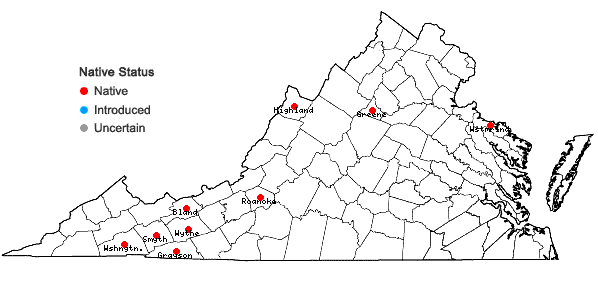 Locations ofFragaria vesca L. var americana Porter in Virginia