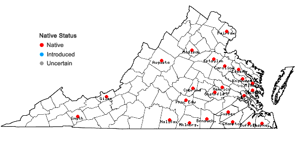 Locations ofHaplocladium microphyllum (Hedw.) Broth. in Virginia