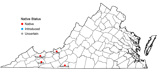 Locations ofHarpanthus scutatus (F. Weber & D. Mohr) Spruce in Virginia
