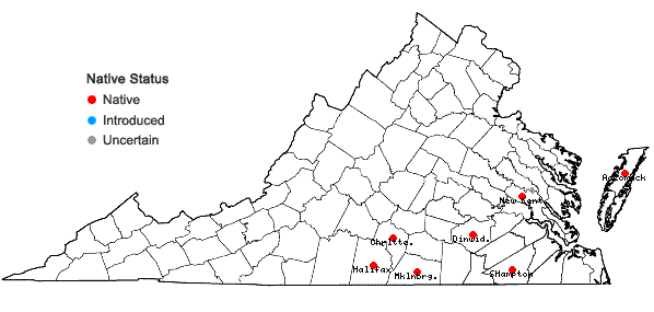 Locations ofIsoetes hyemalis Brunton in Virginia