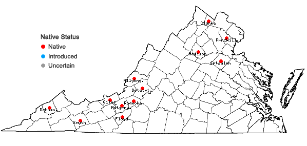 Locations ofIsopterygiopsis muelleriana (Schimp.) Z. Iwats. in Virginia
