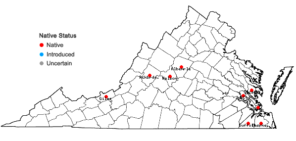 Locations ofLeptobryum pyriforme (Hedw.) Wilson in Virginia