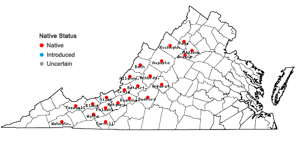 Locations ofLiatris helleri T.C. Porter in Virginia