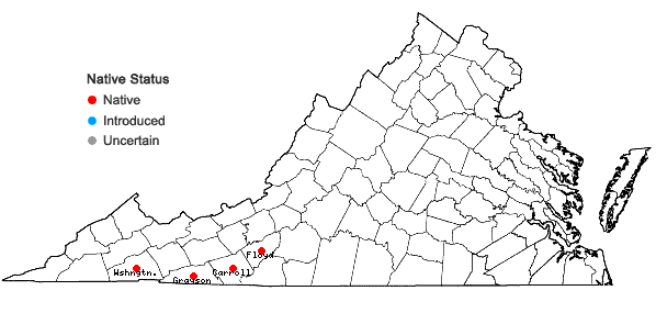 Locations ofLilium grayi S. Wats. in Virginia