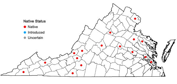 Locations ofLophocolea coadunata (Sw.) Mont. in Virginia