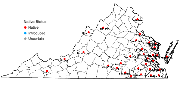 Locations ofLophocolea minor Nees in Virginia
