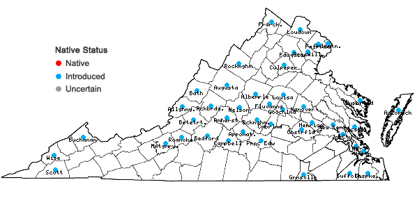 Locations ofLythrum salicaria L. in Virginia