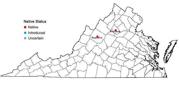 Locations ofMenyanthes trifoliata L. in Virginia