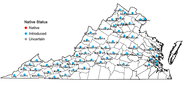 Locations ofNasturtium officinale R. Brown in Virginia