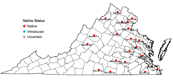 Locations ofNelumbo lutea Willd. in Virginia